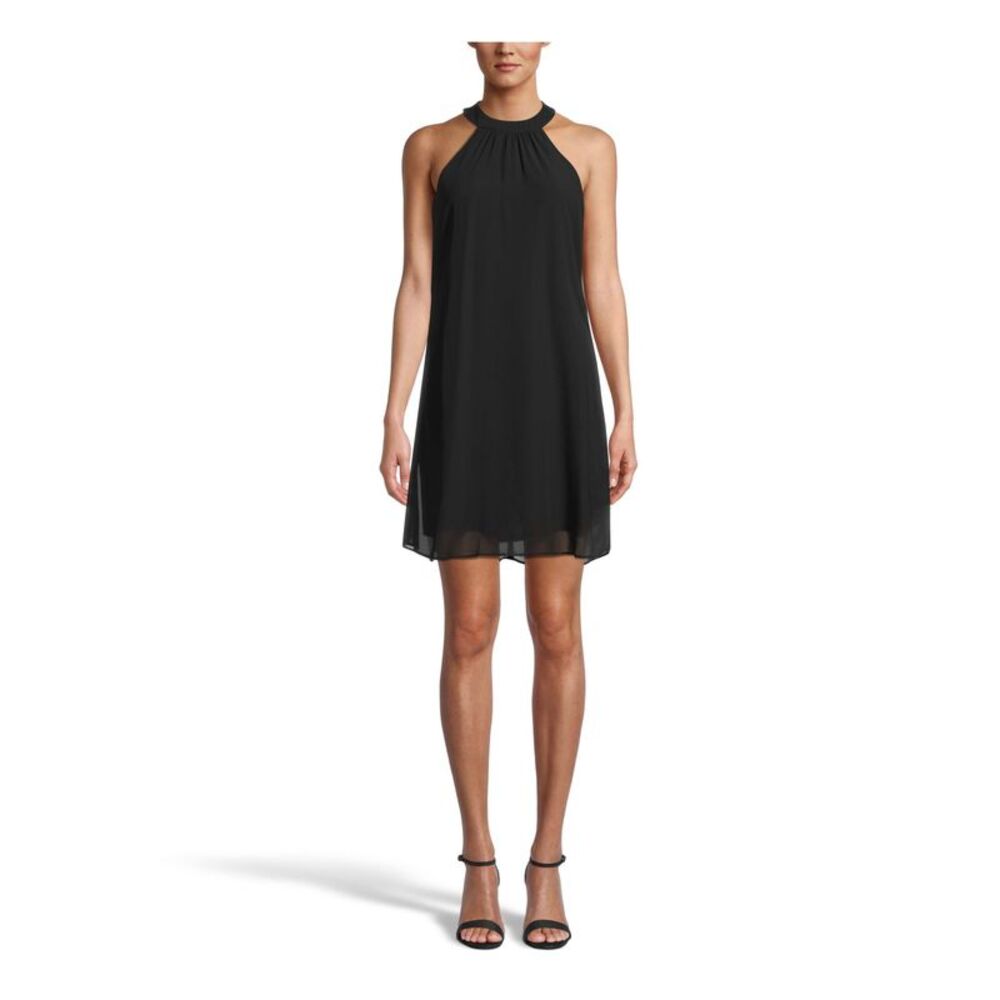NWT BAR III DRESSES Womens Black Sheer Halter Short Party Shift Dress XL